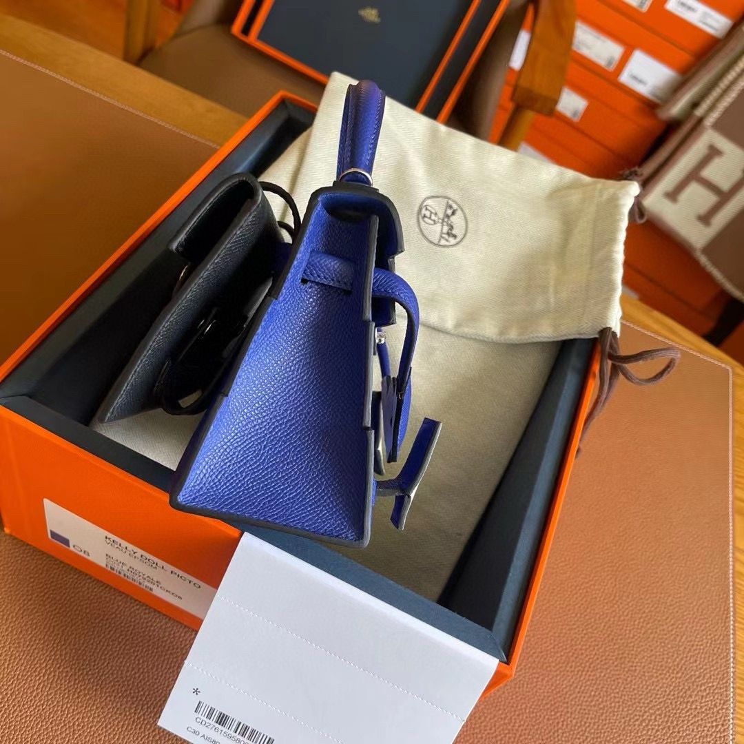 Hermes Kelly Doll Picto Bag in Blue Royal Epsom Calfskin - Image 4