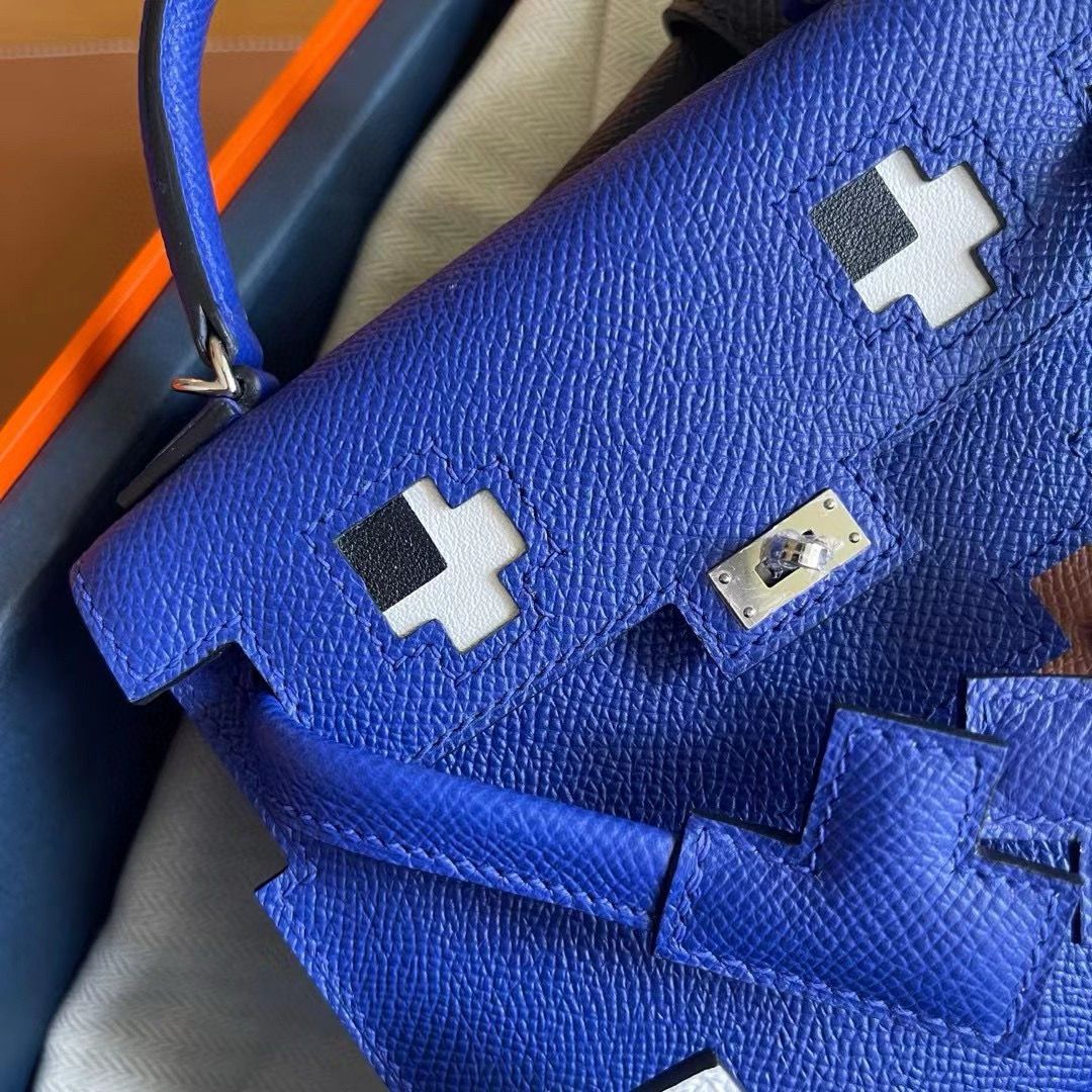 Hermes Kelly Doll Picto Bag in Blue Royal Epsom Calfskin - Image 6