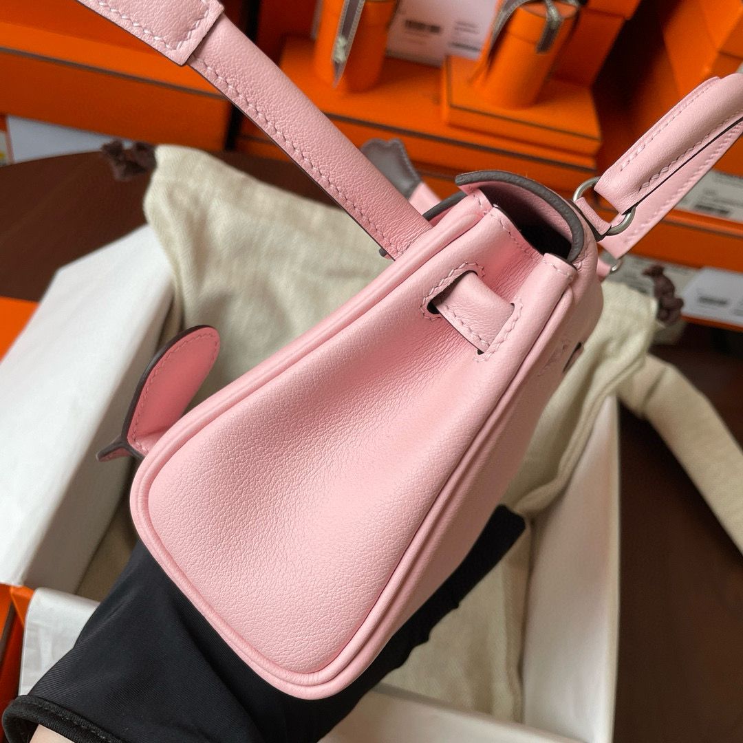 Hermes Kelly Doll Quelle Idole Bag in Rose Sakura Swift Calfskin - Image 9