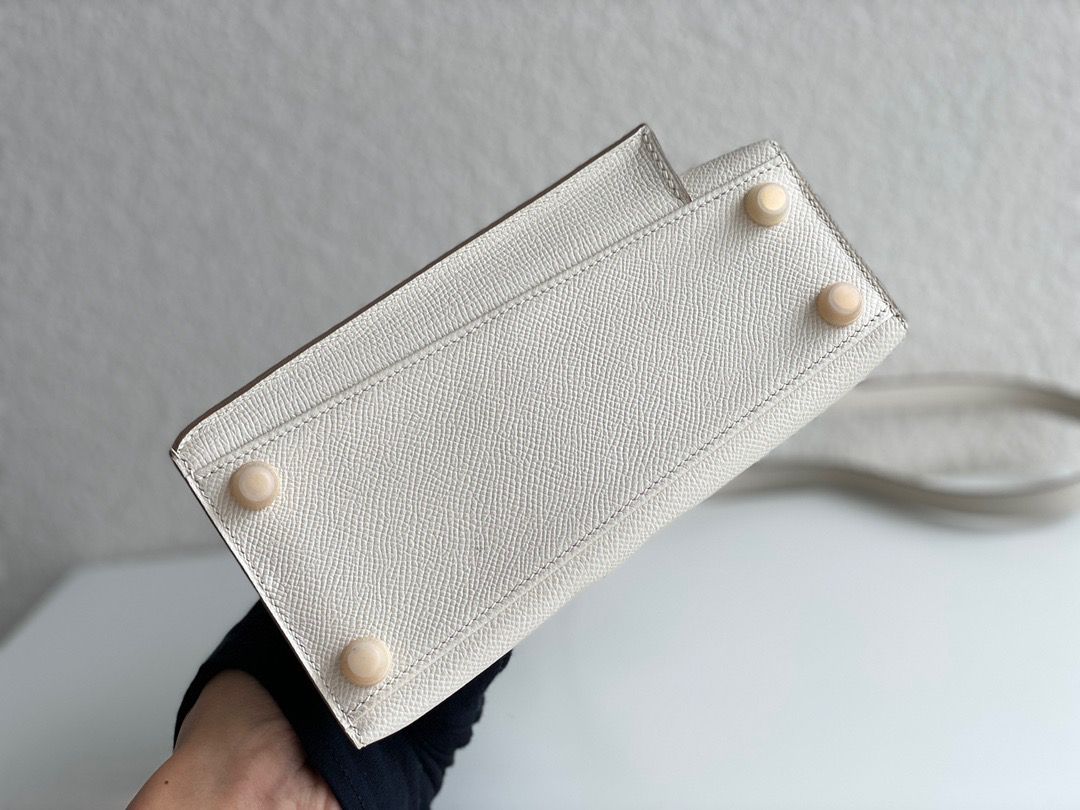 Hermes Kelly En Desordre 20 Handmade Bag In Craie Epsom Calfskin - Image 9