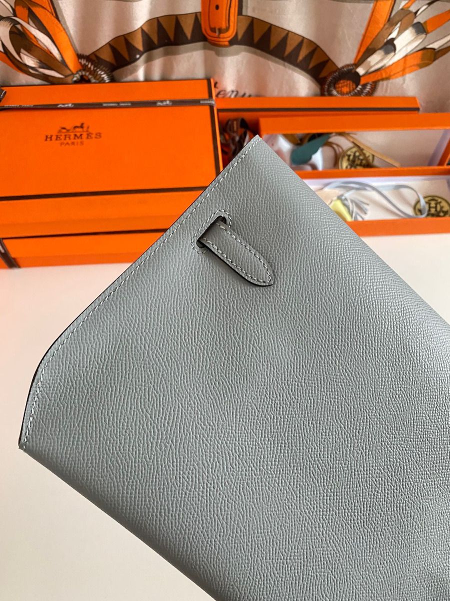 Hermes Kelly Depeches 25 Pouch in Blue Lin Epsom Calfskin - Image 4