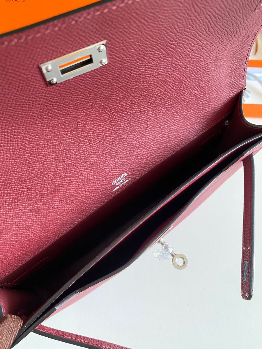 Hermes Kelly Depeches 25 Pouch in Bordeaux Epsom Calfskin - Image 7