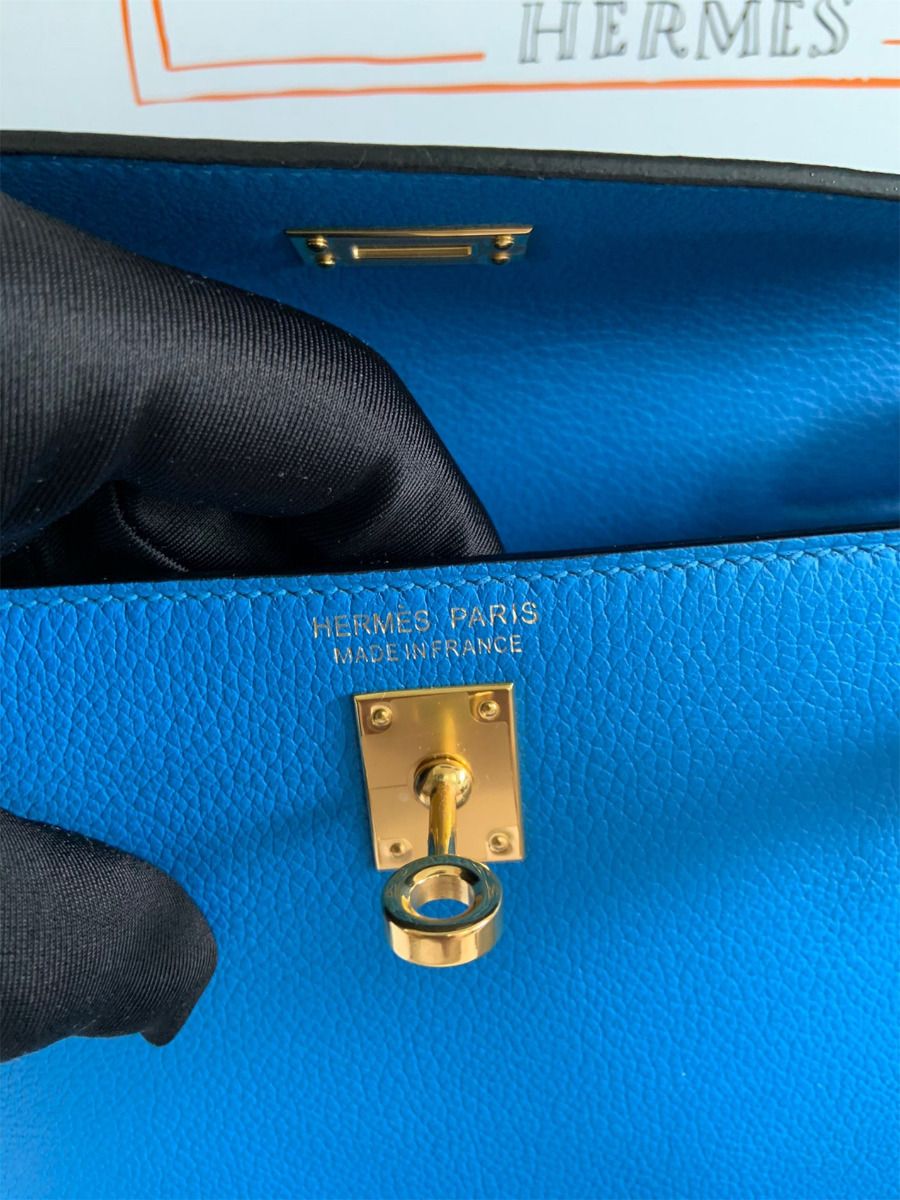 Hermes Kelly Danse II Bag In Blue Hydra Evercolor Calfskin - Image 10