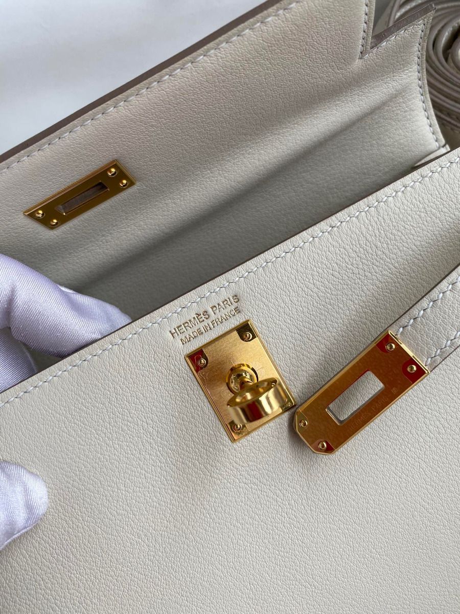 Hermes Kelly Danse II Bag In Craie Evercolor Calfskin - Image 7