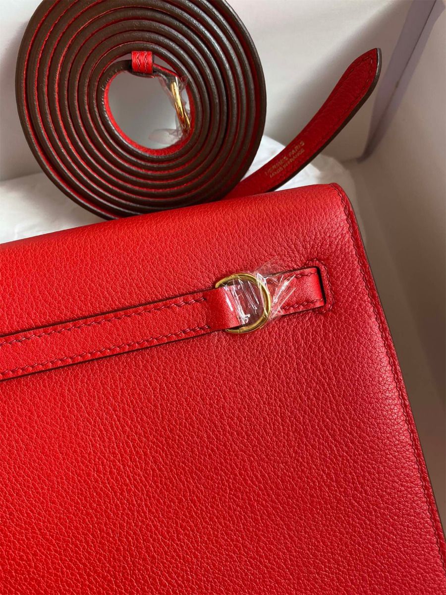 Hermes Kelly Danse II Bag In Red Evercolor Calfskin - Image 5