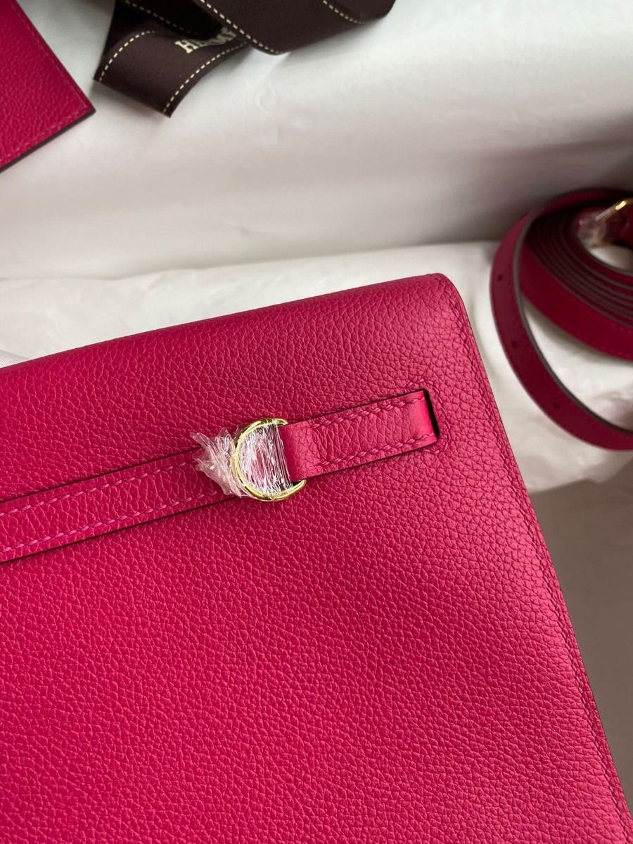 Hermes Kelly Danse II Bag In Rose Mexico Evercolor Calfskin - Image 7