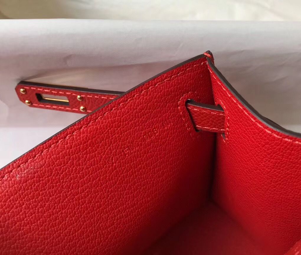 Hermes Kelly Pochette Bag In Red Epsom Leather - Image 8