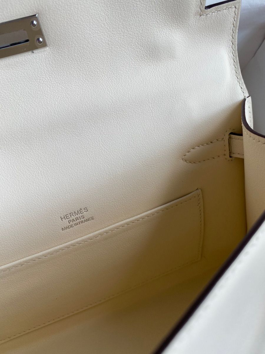 Hermes Kelly Pochette Handmade Bag In Nata Swift Calfskin - Image 10