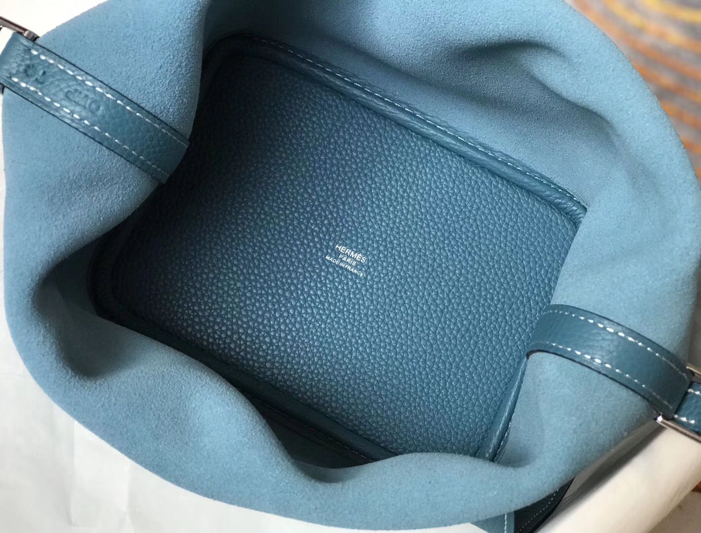 Hermes Picotin Lock 18 Bag In Blue Jean Clemence Leather - Image 7