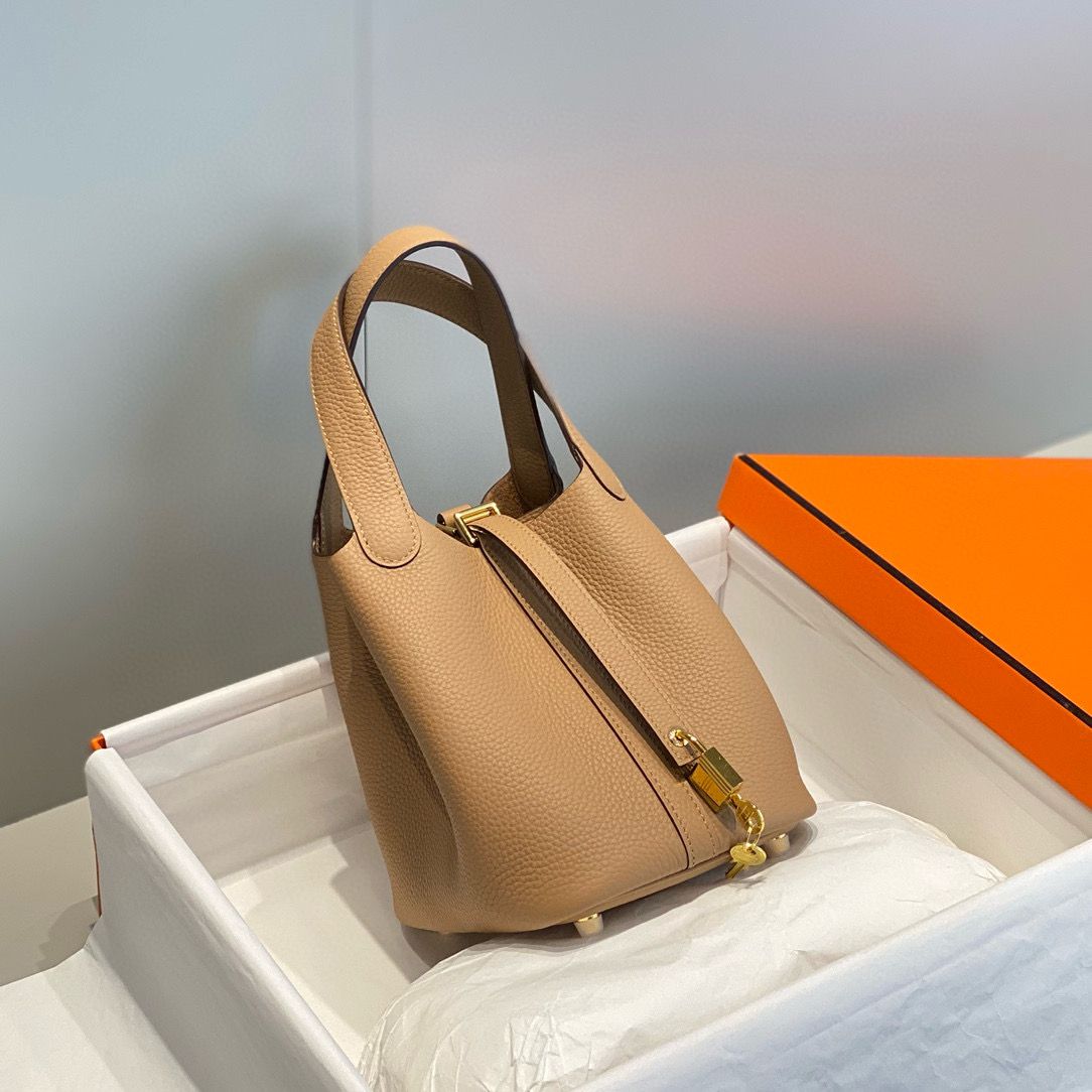 Hermes Picotin Lock 18 Bag In Chai Clemence Leather - Image 3