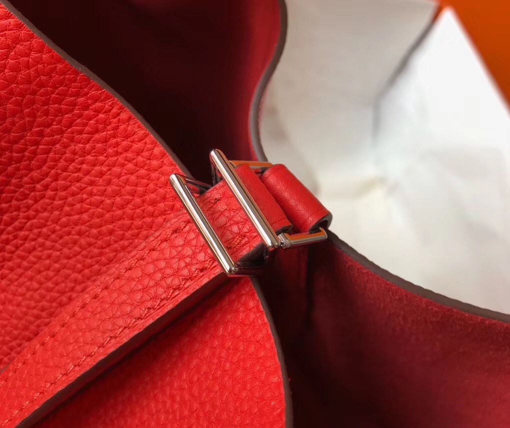 Hermes Picotin Lock 22 Bag In Red Clemence Leather - Image 7