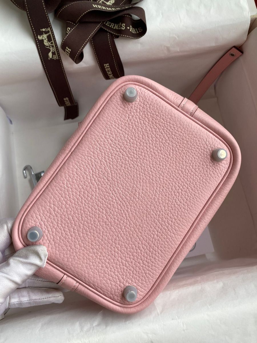 Hermes Picotin Lock 18 Handmade Bag in Rose Sakura Clemence Leather - Image 9