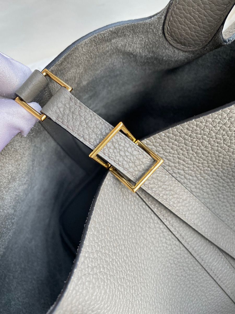 Hermes Picotin Lock 22 Handmade Bag in Etain Clemence Leather - Image 5