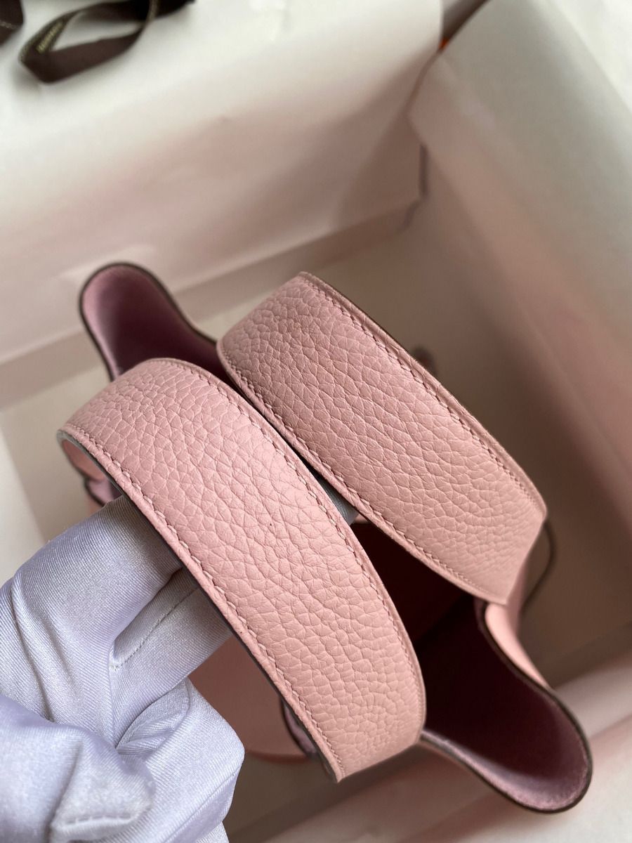 Hermes Picotin Lock 22 Handmade Bag in Pink Clemence Leather - Image 6