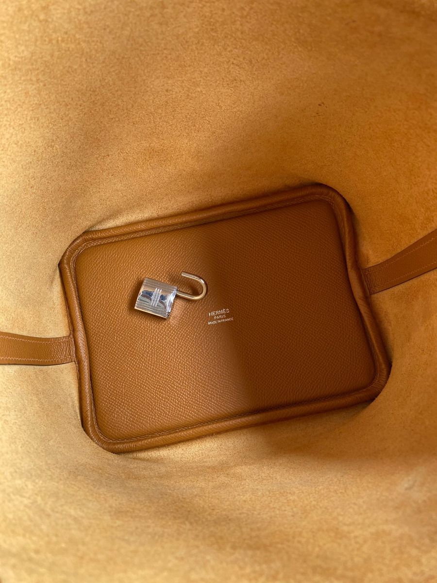 Hermes Picotin Lock 18 Tressage De Cuir Bag in Gold Epsom Calfskin - Image 7