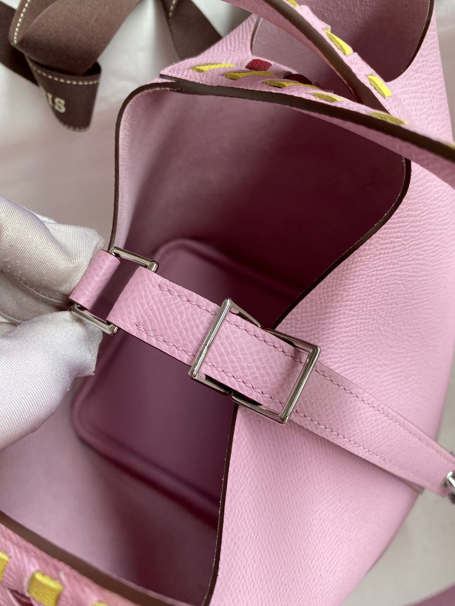 Hermes Picotin Lock 18 Tressage De Cuir Bag in Mauve Sylvestre Epsom Calfskin - Image 5
