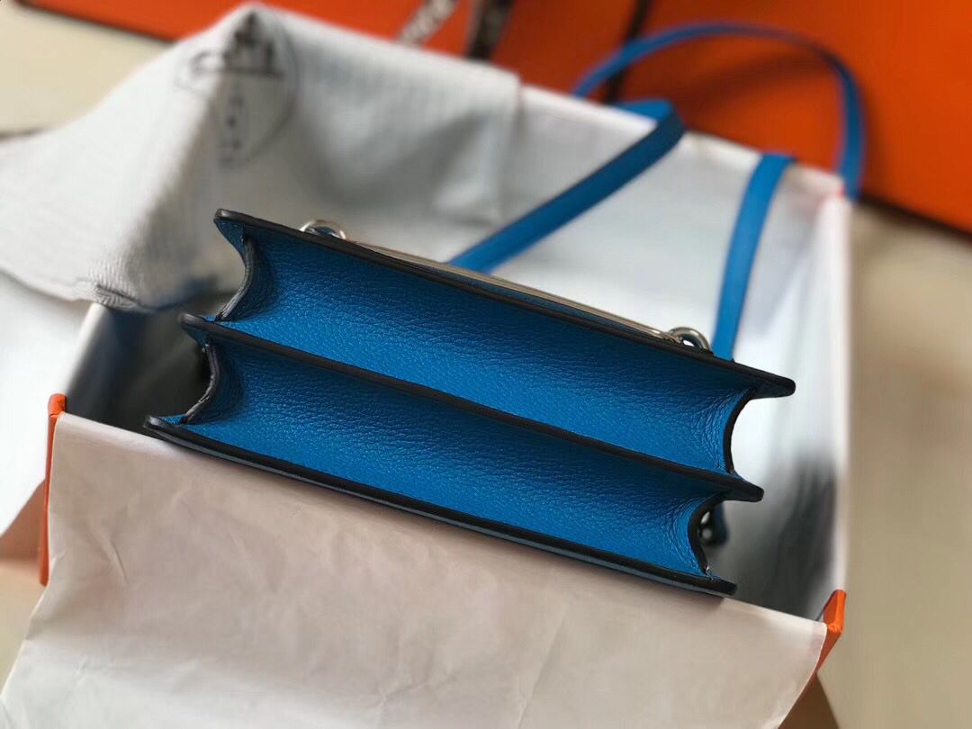 Hermes Mini Sac Roulis 18cm Bag In Blue Hydra Evercolor Calfskin - Image 6