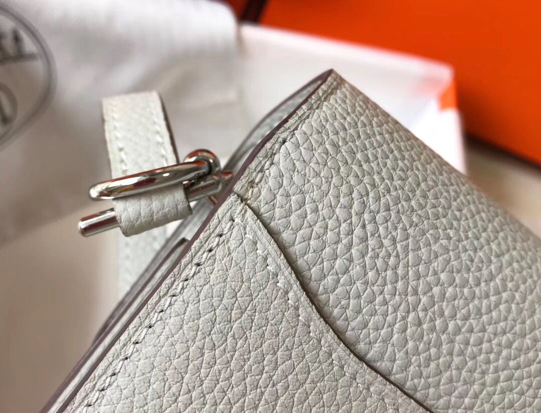 Hermes Mini Sac Roulis 18cm Bag In Pearl Grey Evercolor Calfskin - Image 6
