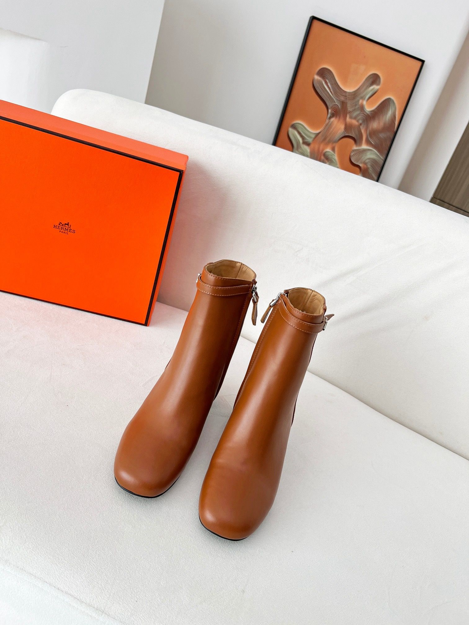 Hermes Imperial 50 Ankle Boots in Brown Calfskin - Image 3