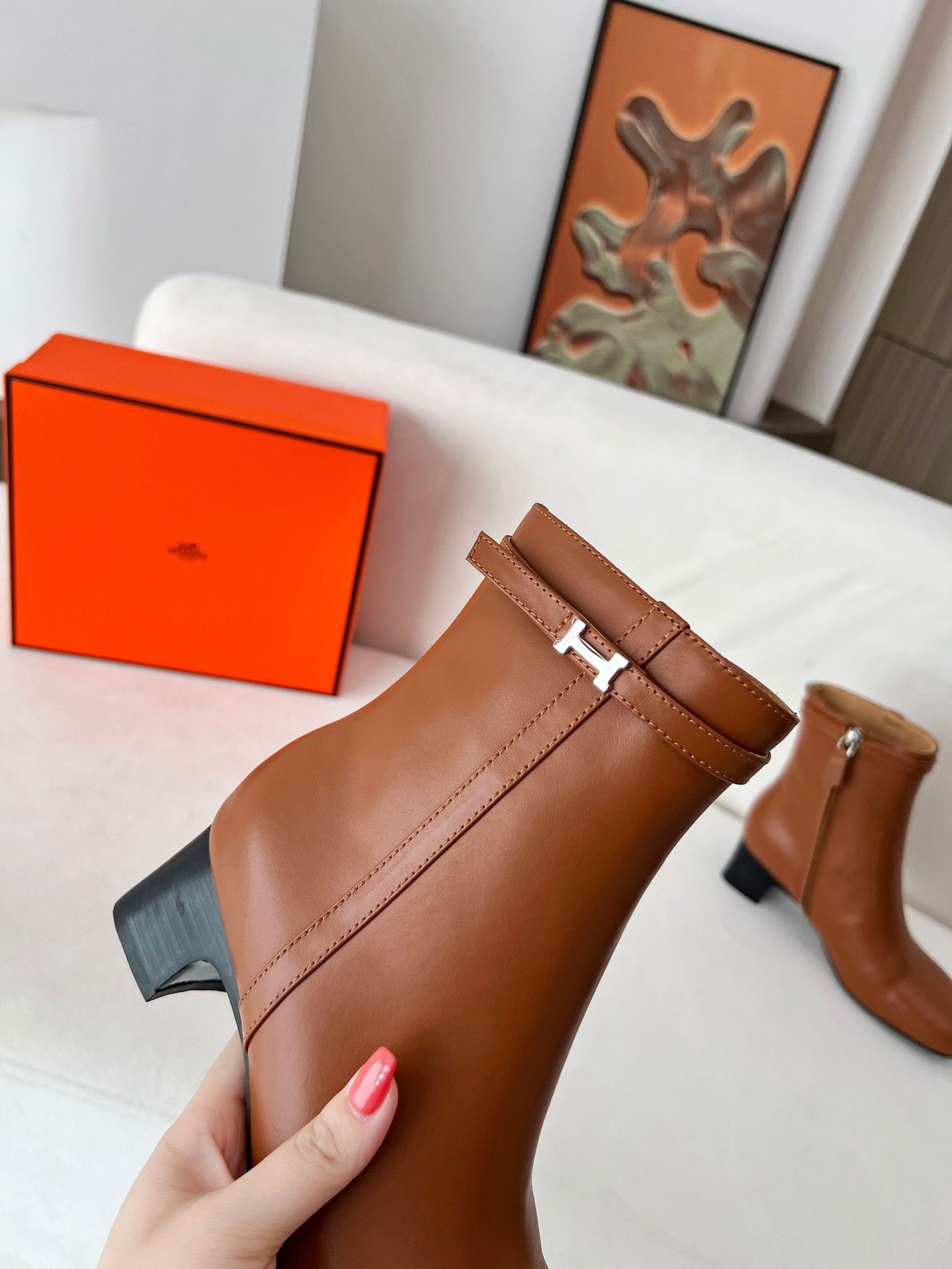 Hermes Imperial 50 Ankle Boots in Brown Calfskin - Image 10