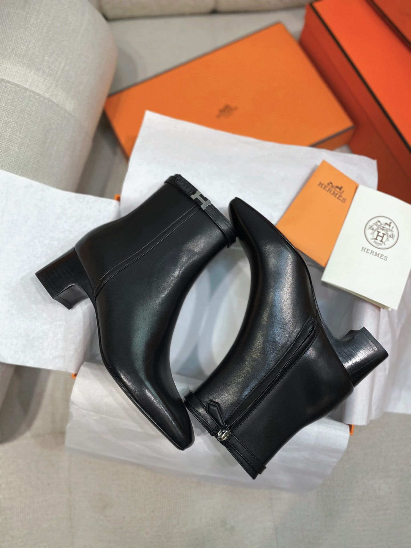 Hermes Imperial 50 Ankle Boots in Black Calfskin - Image 9