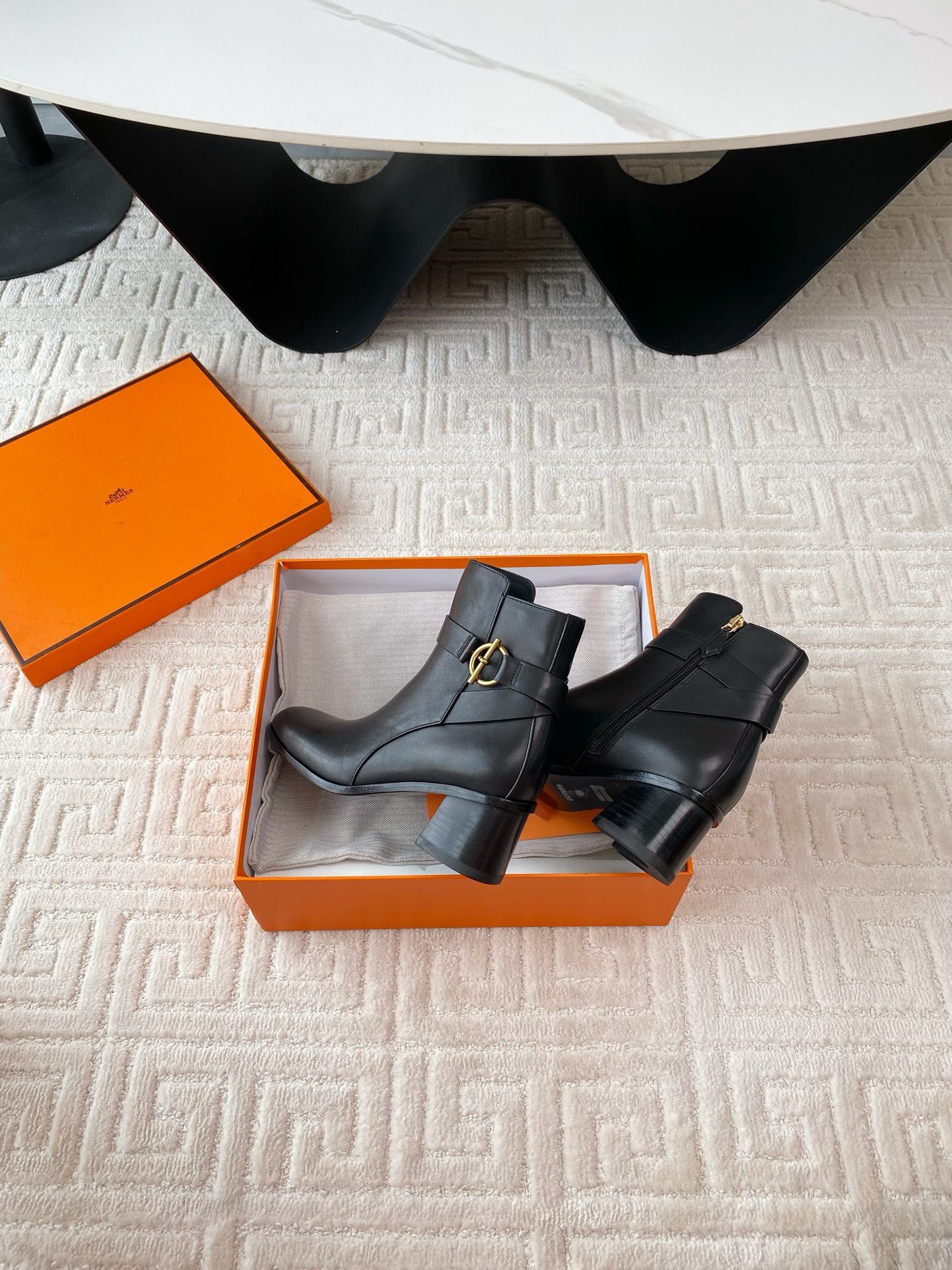 Hermes Jill 60 Ankle Boots in Black Calfskin - Image 10
