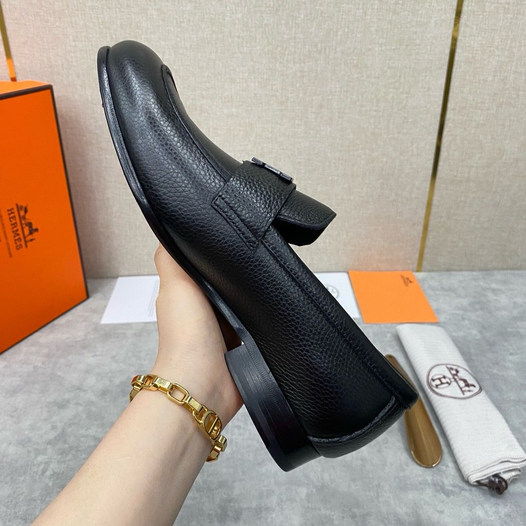 Hermes Men's Paris Loafers in Black Taurillon Leather - Image 10