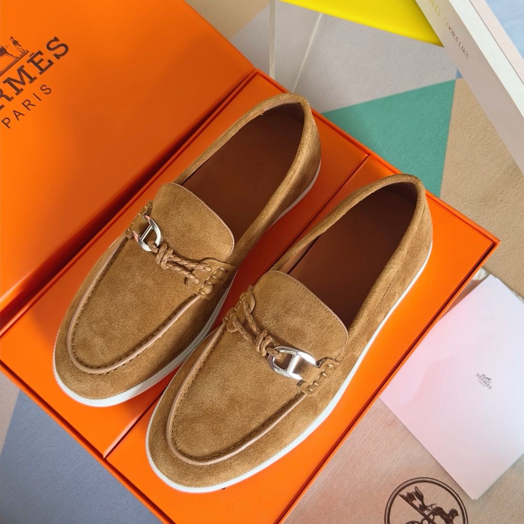 Hermes Men's Ignacio Loafers in Brown Suede Calfskin - Image 7