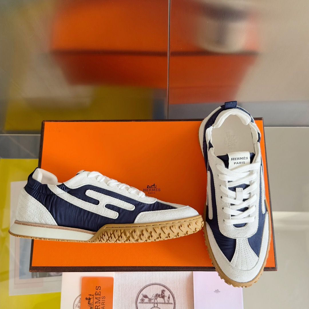 Hermes Men's Jet Sneakers in Blue Technical Canvas - Image 4