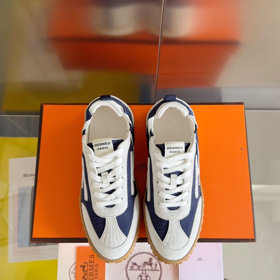 Hermes Men's Jet Sneakers in Blue Technical Canvas - Image 8