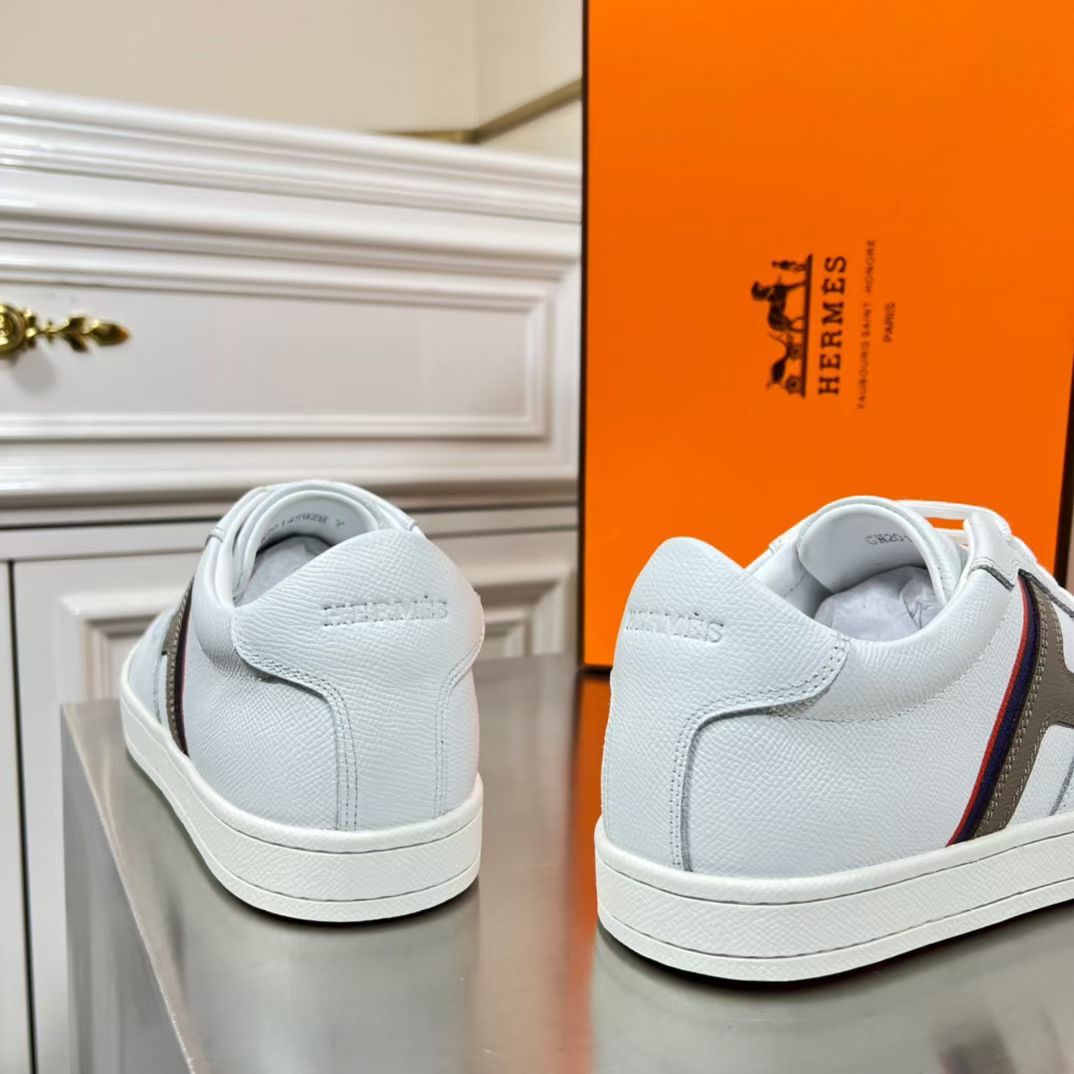 Hermes Boomerang Sneakers In Multicolore White Leather - Image 8