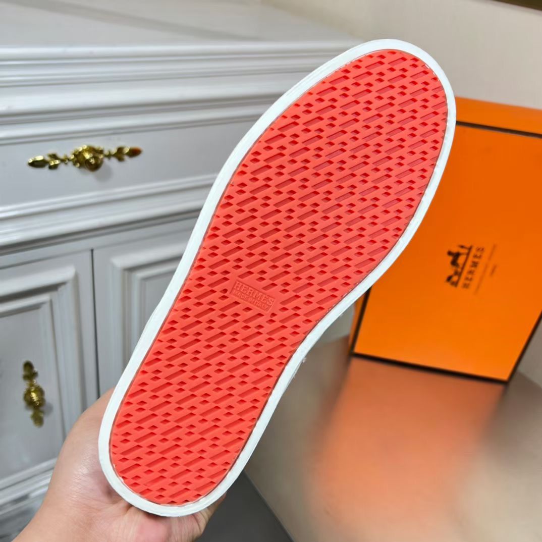 Hermes Boomerang Sneakers In Multicolore White Leather - Image 10