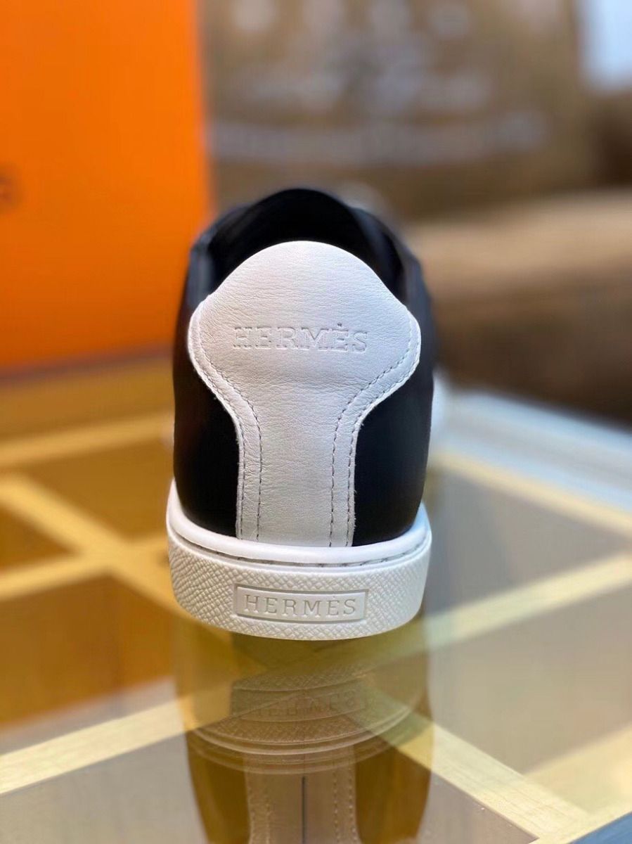 Hermes Men's Avantage Sneakers In Black Calfskin - Image 9