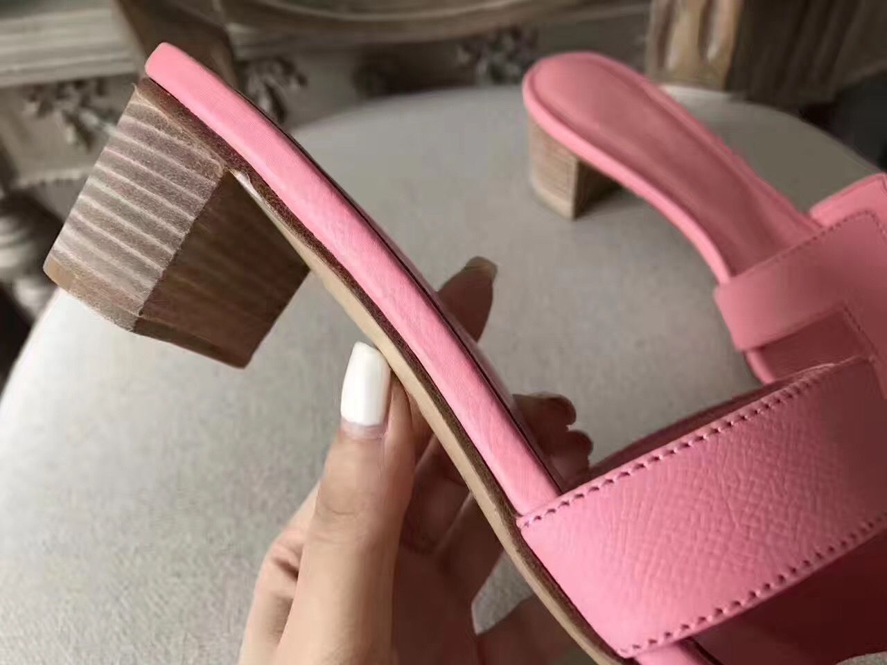 Hermes Oasis Sandals In Pink Epsom Leather - Image 9