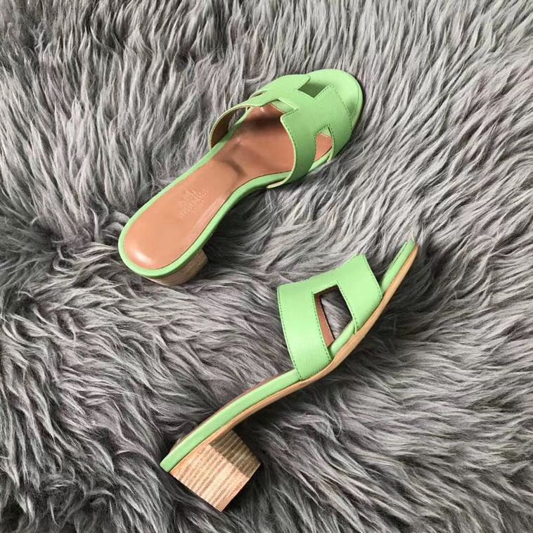 Hermes Oasis Sandals In Vert Criquet Epsom Leather - Image 7