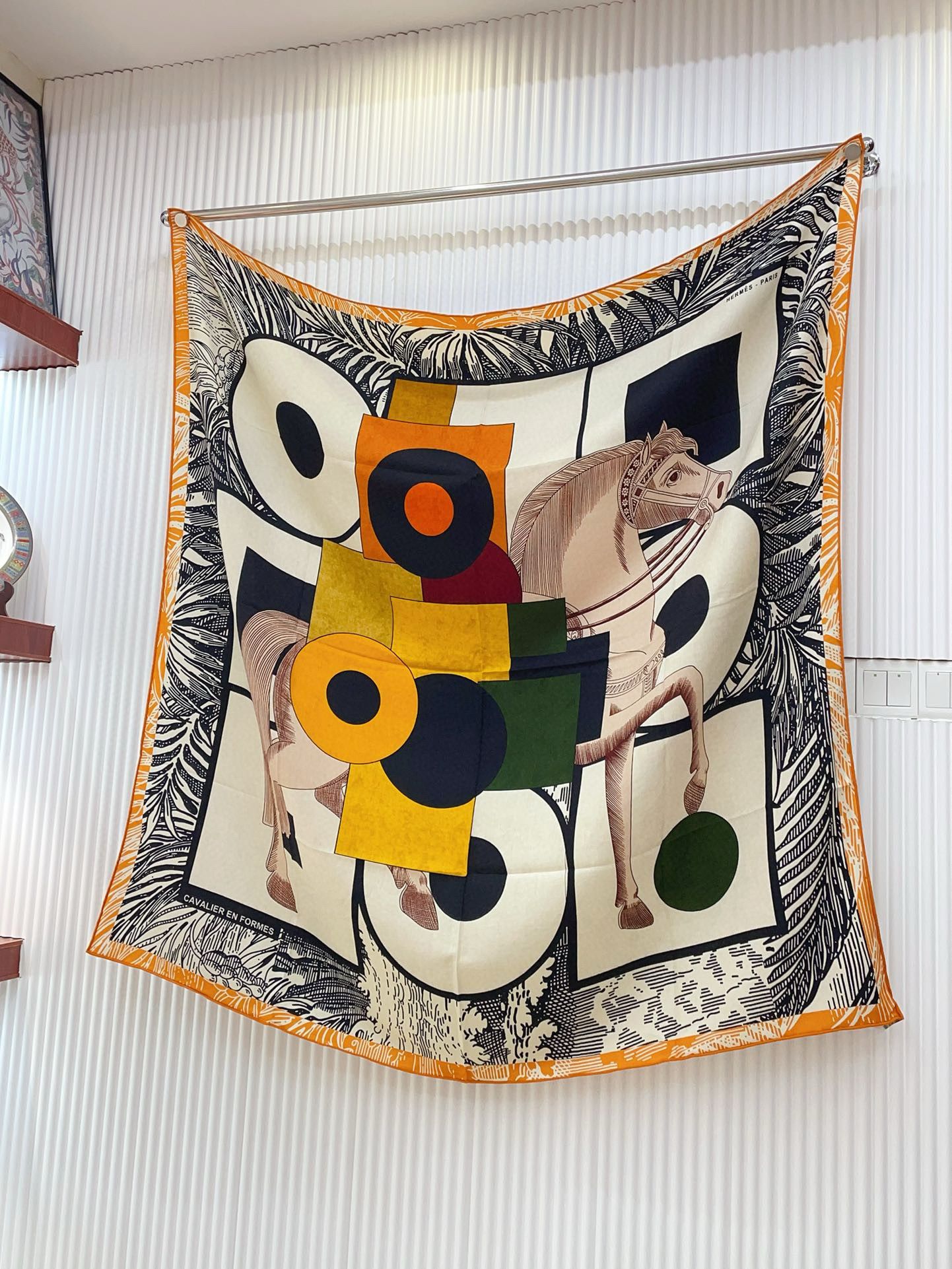 Hermes Black/White Cavalier en Formes Shawl 140 - Image 3