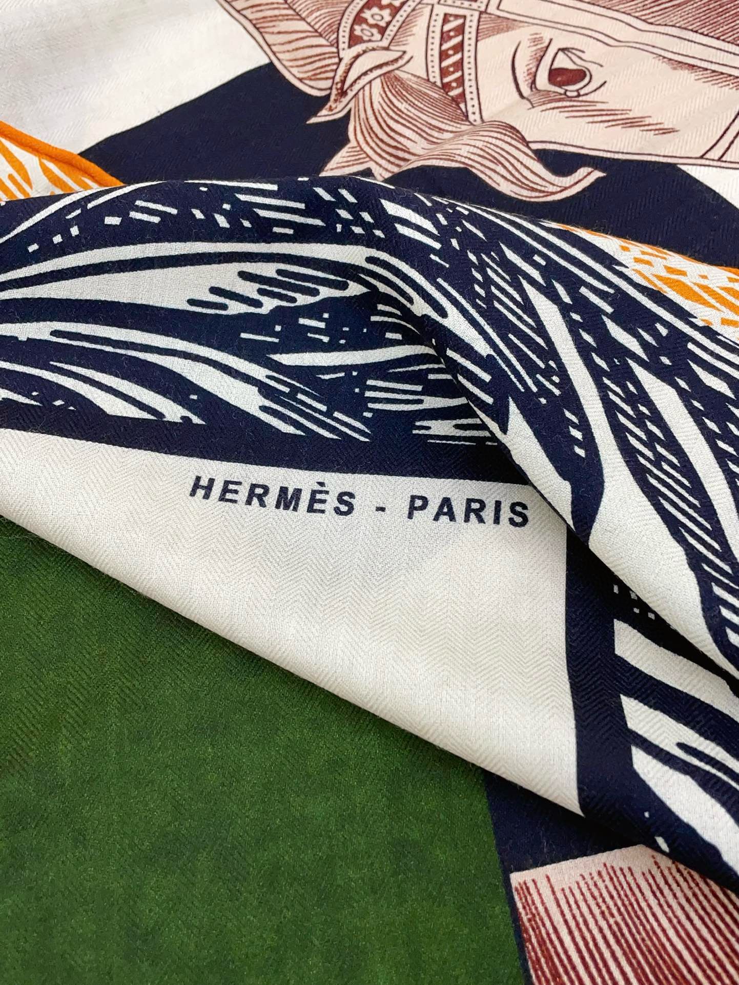 Hermes Black/White Cavalier en Formes Shawl 140 - Image 7