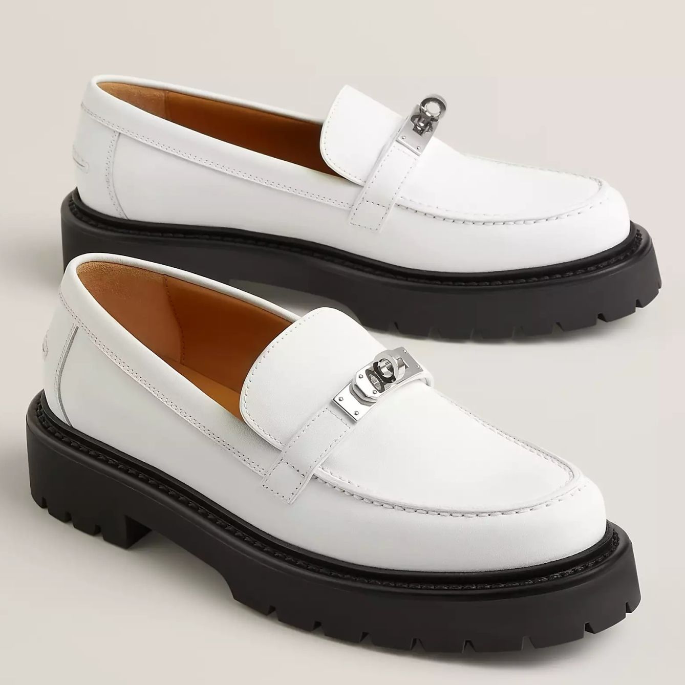 Hermes Women's Icone Loafers in White Calfskin