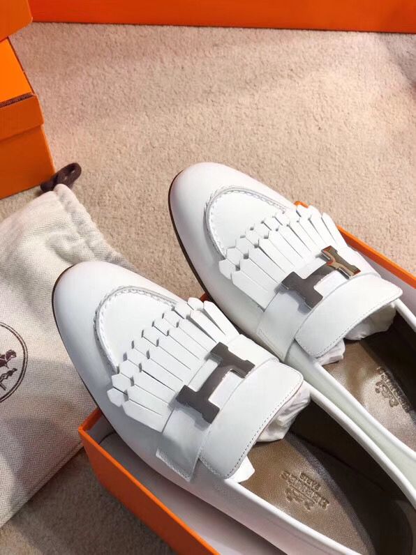 Hermes Royal Loafers In White Calfksin - Image 6