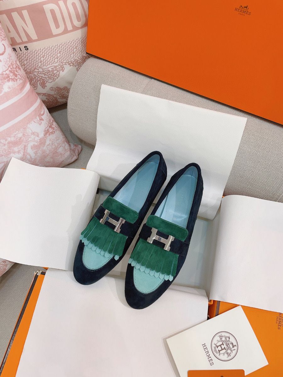 Hermes Women's Royal Loafers in Multicolor Suede Leather - Image 5