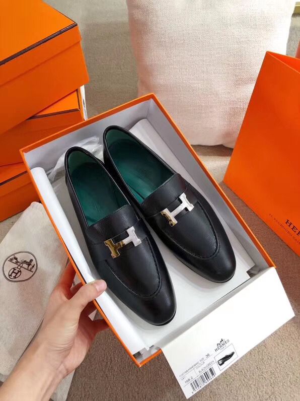 Hermes Paris Loafers In Noir Goatskin - Image 3