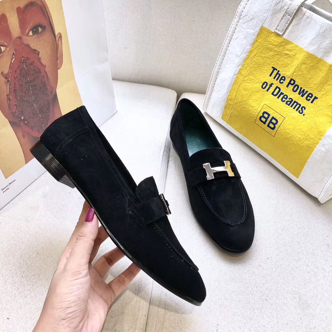 Hermes Paris Loafers In Black Velvet - Image 6