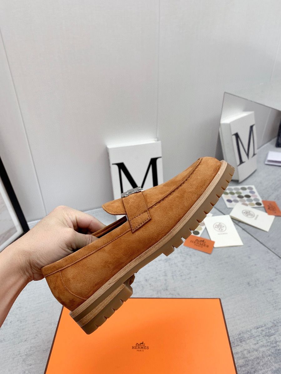 Hermes Women's Faubourg Loafers in Brown Suede Leather - Image 5