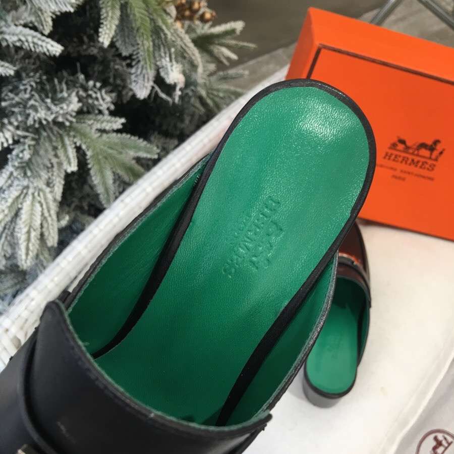 Hermes Paradis Mules In Black Calfskin - Image 5
