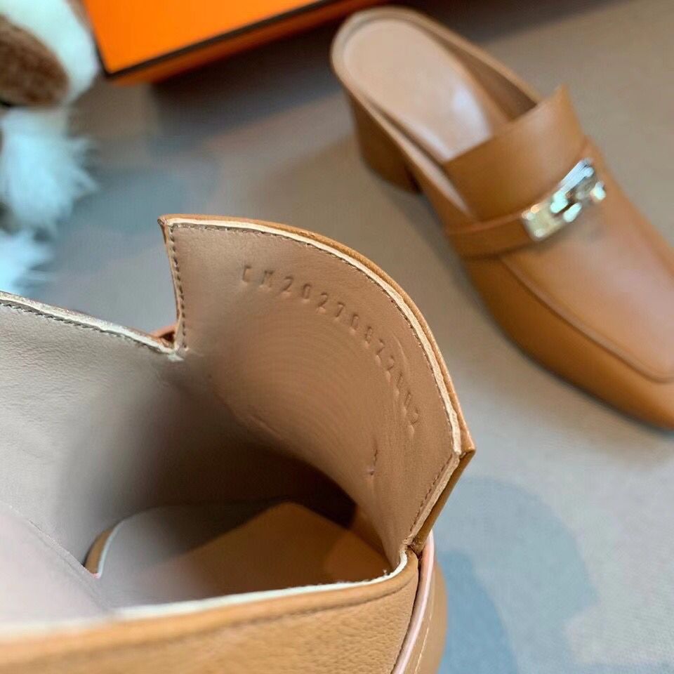Hermes Blossom Mules 60mm In Brown Goatskin - Image 7