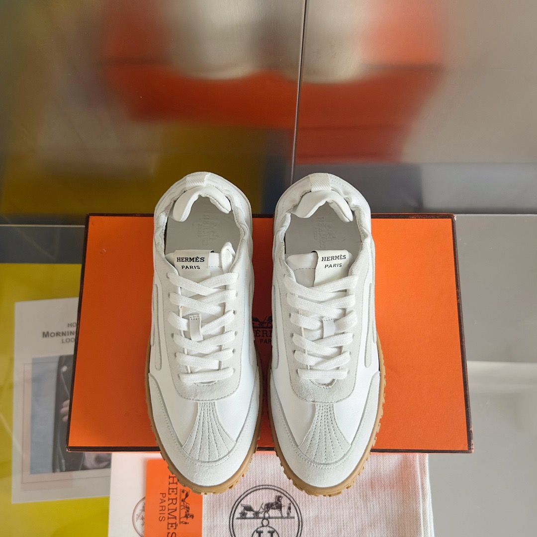 Hermes Women's Jet Sneakers in White Nappa Leather - Image 8