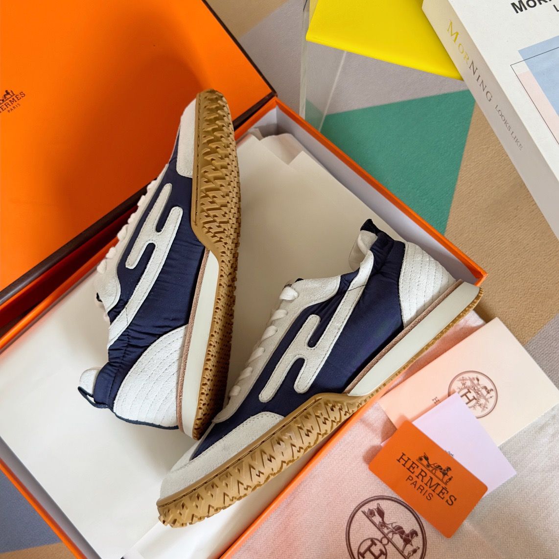 Hermes Women's Jet Sneakers in Blue Technical Canvas - Image 7