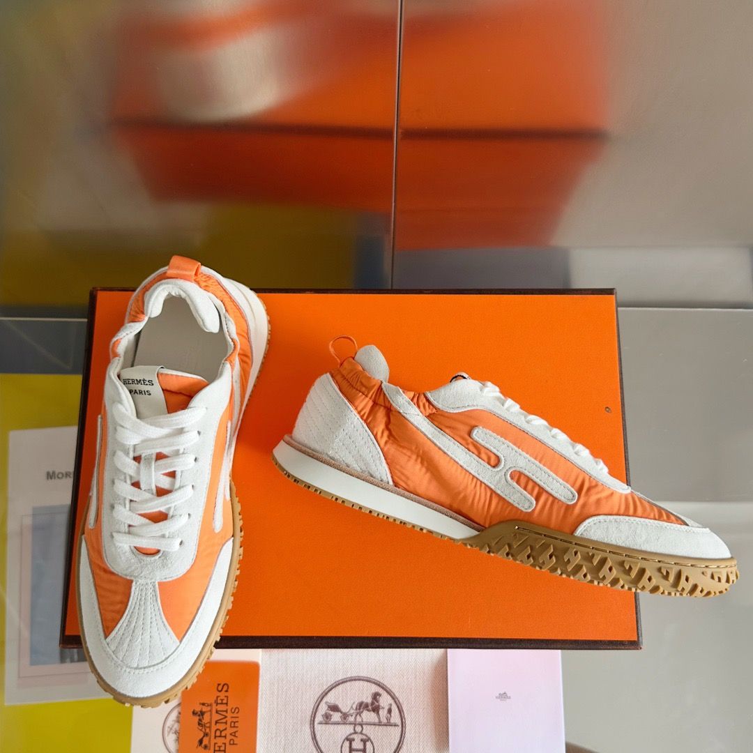 Hermes Women's Jet Sneakers in Orange Technical Canvas - Image 5