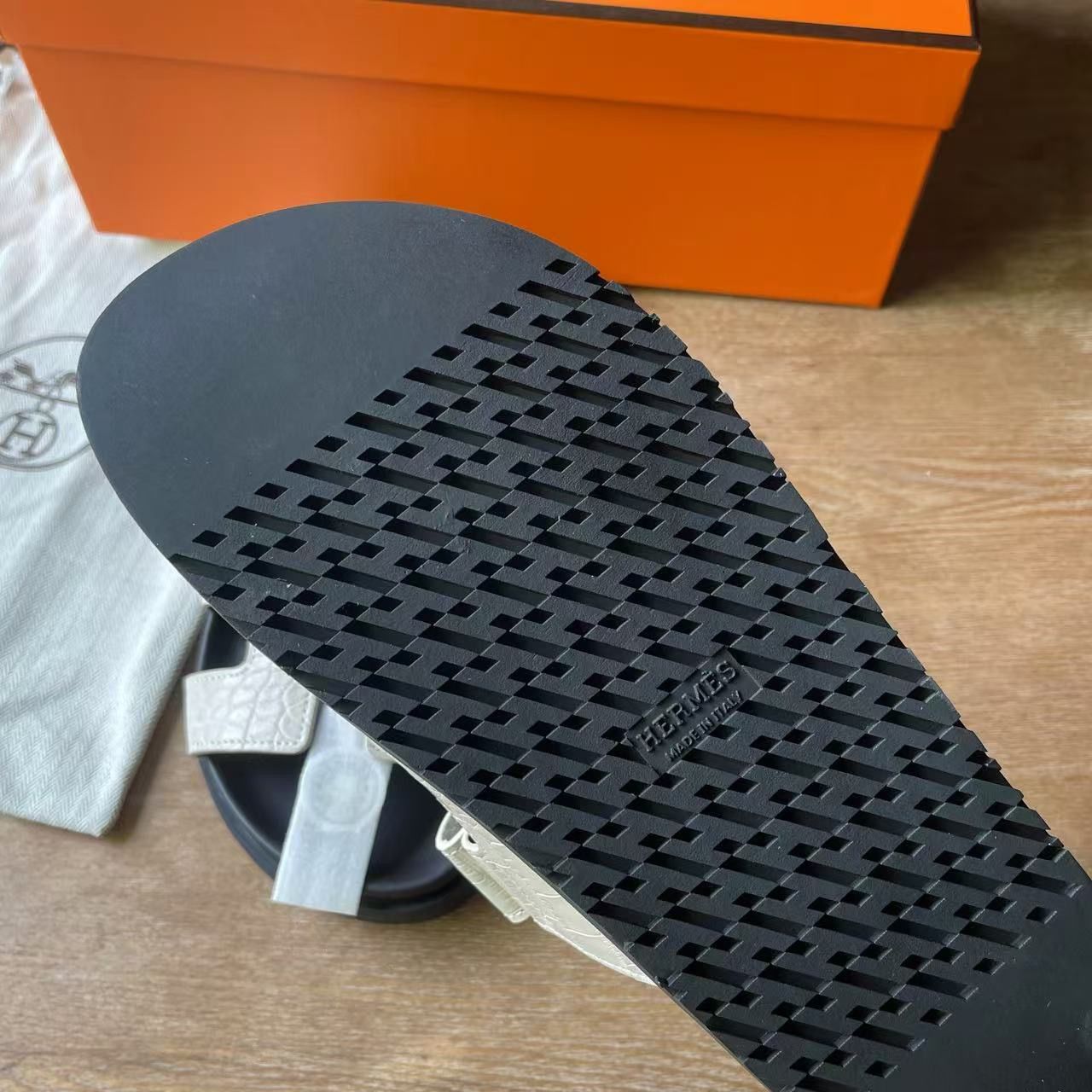 Hermes Women's Chypre Sandals in Beton Matte Alligator - Image 6