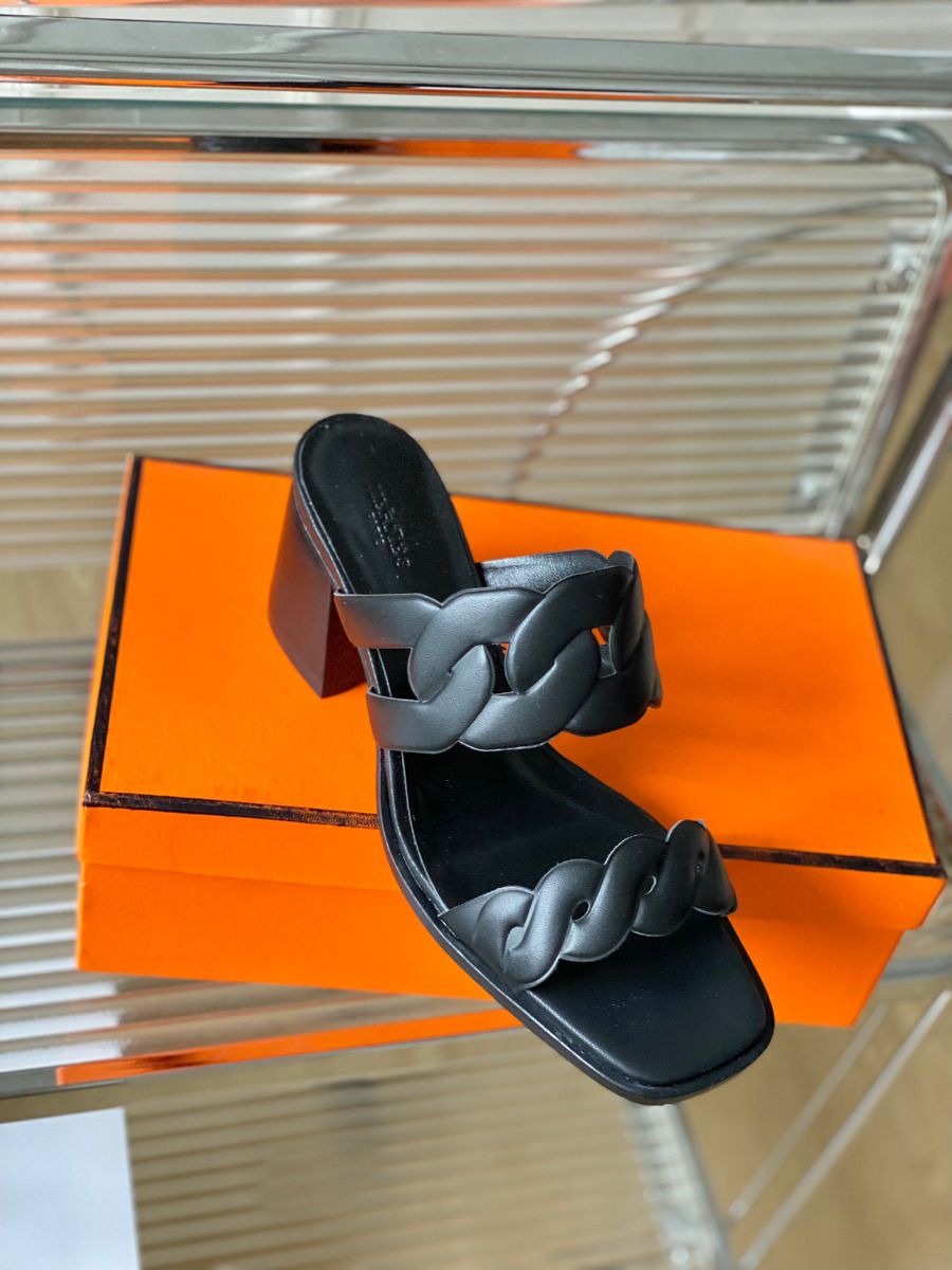 Hermes Gaby Sandals 60mm in Black Nappa Leather - Image 5